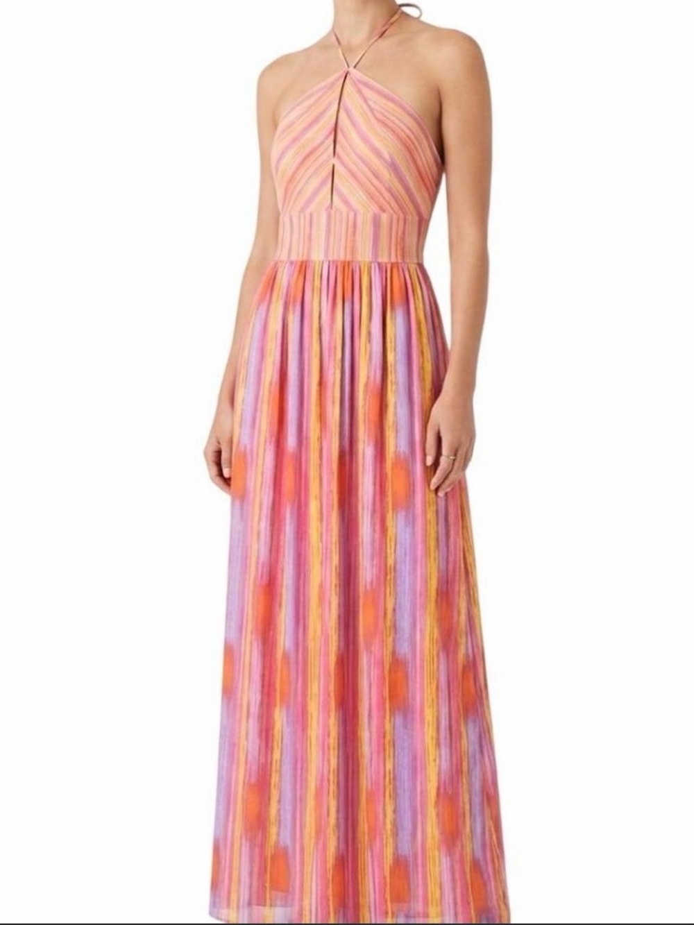 Audrey Parks Maxi Dress in Pink & Orange Stripe